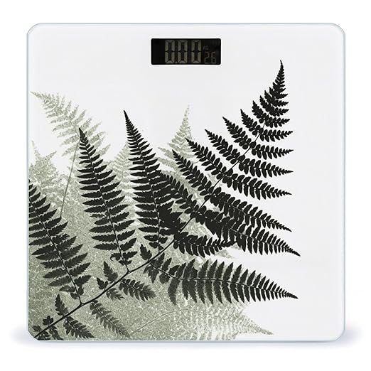 Natural Plant Silhouette Fern Leaf Scale for Body Weight High Precision Digital Weight Scales with LCD Display Anti-Slip Sturdy Slim Tempered Glass Bathroom Scale for Home Use