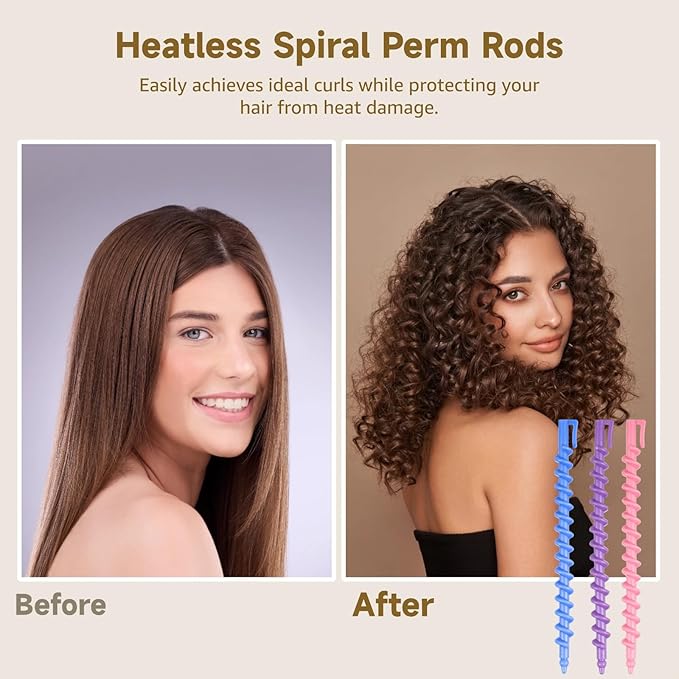 Long Hair Curling Kit With 100 Rods Plastic Styling Tools In Mixed Colors No-Heat Curlers For Soft Perm Waves And Diy Curls