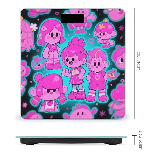 Cartoon Print Weight Scale Large Digital Bathroom Scales with Bright LED Display Non Slip Digital Scale and Step On Fashion Weighing Machine for Body
