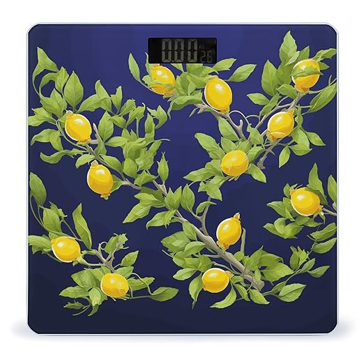 Lemon Tree Bathroom Scale Automatic Power On/Off Body Scales LCD Backlight Display Square Digital Scale Rounded Corners Bathroom Scales for Home Bedrooms