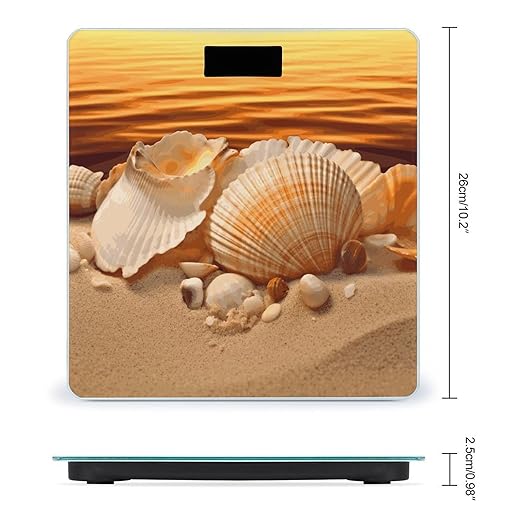 Shells and Sand Weight Scale Digital Electronic Scales Bathroom Scale Larg LCD Backlight Display High Precision MeasurementsTempered Glass