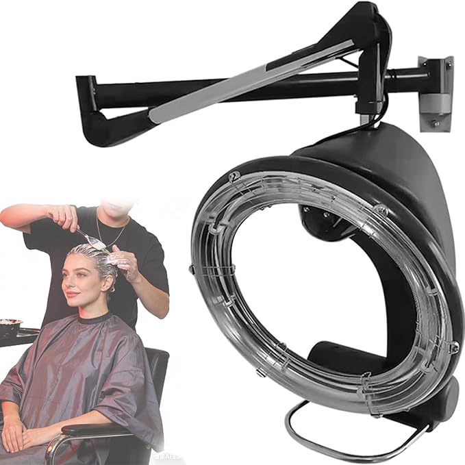 Wall Mounted Orbiting Hair Dryer 950W Hair Salon Color Processor Dryer 360° Rotating Heating System Adjustable Timer and Temperature for Salon Home Use