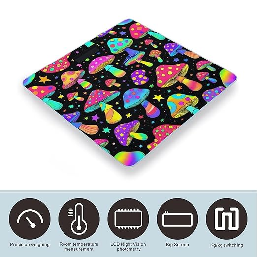 Smart Scale for Body Weight Automatic Switch Digital Bathroom Weighing Scale Goth Gothic Magic Hippie Trippy Mushrooms