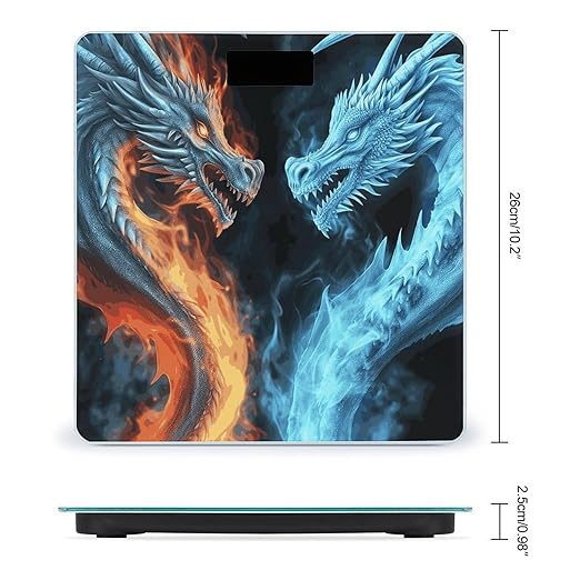 Ice and Fire Dragons Digital Bathroom Scale for Body Weight with High Precision Digital Weighing Scale with BMI Clear LCD Display and Step-On Measures Weight Up to 180kg