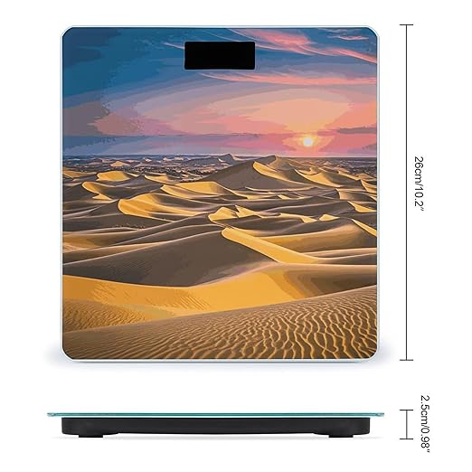 Desert Landscape Scale for Body Weight Highly Accurate Digital Bathroom Body Scale Digital Bathroom Scales for People Anti-Slip Large LCD Display Smart Scales