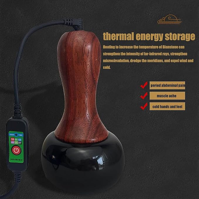 Hot Stone Electric Massager Electric Gua Sha Massager Bian Stone Guasha Tool Massage Basalt Hot Stones with Heater Kit for Massage Home SPA Relaxation Treatment Pain Relief