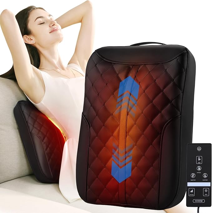Shiatsu Back Massager with Heat Rolling Up and Down 4D Kneading Massage Electric Massager for Pain Relief Deep Tissue Lumbar Lower Back Massager Gifts for Women Men Mom Dad