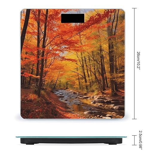 Fall Foliage Bathroom Scale for Body Weight LCD Display Digital Bathroom Scale Tempered Glass Bathroom Weight Scales Fashion Smart Scales for Home Bedroom 400 Lb