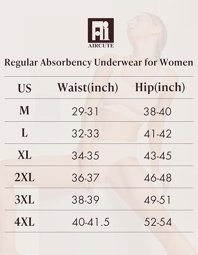 AIRCUTE Washable Adult Urine Incontinence Underwear for Women Leak Proof Absorbent Bladder Protective Panties(Small 3 Pack)