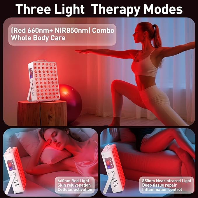 Cholas Red Light Therapy Panel for Face and Body 150W with 60 Dual Chip LEDs 660nm Red Light and 850nm Near Infrared 3 Modes Adjustable Brightness and Timer Gifts for Men Women