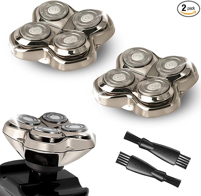 2Pack Pro 4 Shaver Replacement Heads for Skulls Pitbulls Series Gold PRO Silver PRO Platinum PRO Butterfly Kiss PRO Head Shavers Floating 4 Heads for a Fast Close and Smooth Shave.