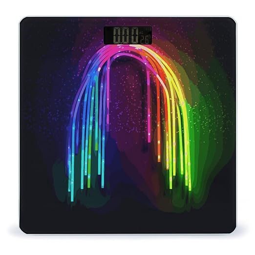 Digital Bathroom Scale for Body Weight Scale with Bright LCD Display High Accuracy Step-On Technology Auto On/Off Rainbow Neon Digital Scales 400 Lbs /180kg