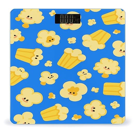 Popcorn Pattern Weight Scale Large Digital Bathroom Scales with Bright LED Display Non Slip Digital Scale and Step On Fashion Weighing Machine for Body