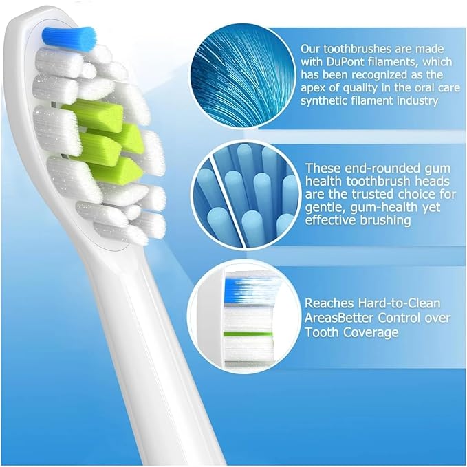 R4/8/12/16pcs Replacement Toothbrush Heads Compatible for with Philips Electric Brush Head 4100 6500 6100 7500 5300 1100(4White 4Black)