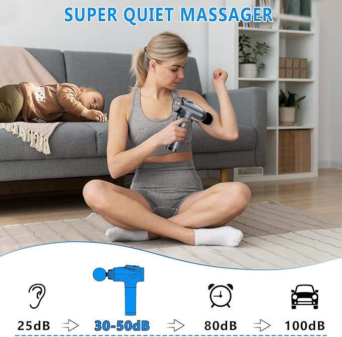Massage Gun Muscle Massage Gun for Athletes Handheld Electric Deep Tissue Back Massager Percussion Massage Device for Pain Relief with 30 Speed Levels 9 Heads