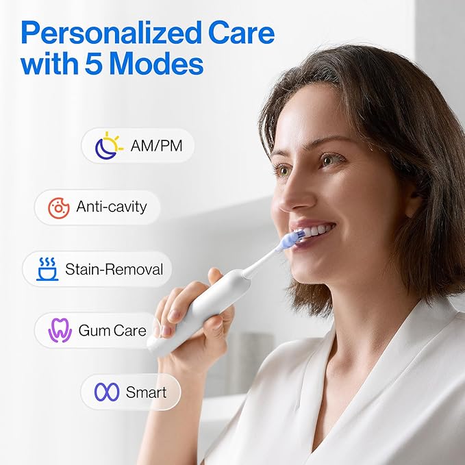 usmile Y20PRO Electric Toothbrush AI-Powered Smart Toothbrush with AM/PM Auto Mode 4 Brushing Modes 90-Day Battery App Control Real-Time 3D Map 2 Brush Heads Included