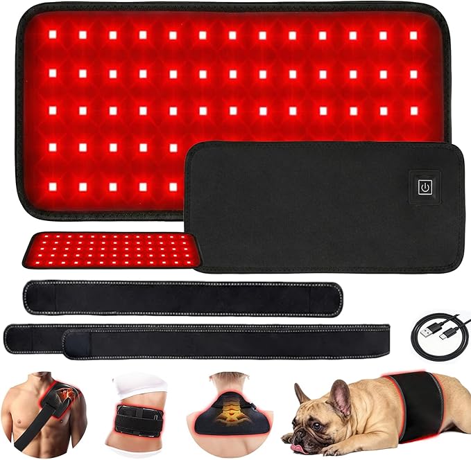 Nurabeam Red Light Therapy for Body | 3-in-1 Led Bead Nura Beam Red Light Therapy Belt with Elastic Strap | 10*5 660nm&amp850nm Home Red Light Therapy for Body Back Waist Shoulder Knee Joint (Black