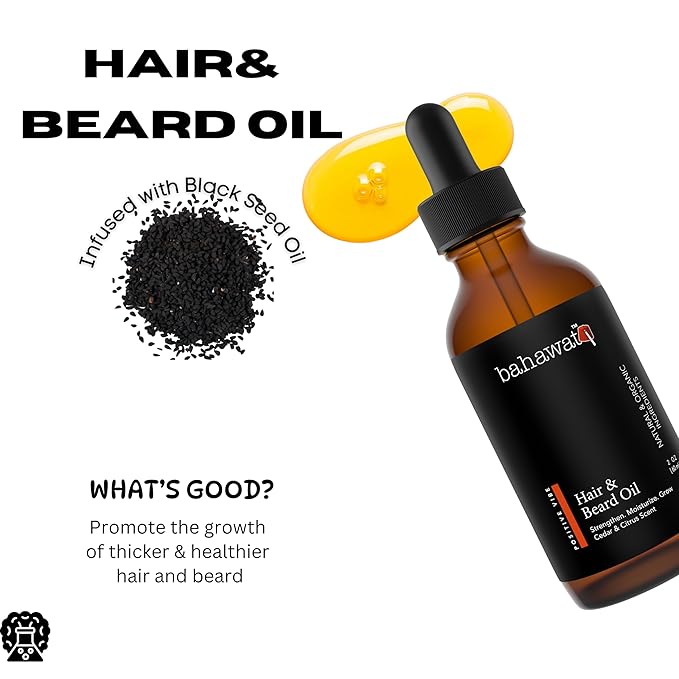 BAHAWAT Beard Oil -Premium Beard Oil Conditioner &amp Softener - Cedarwood &amp Citrus scent- Eliminates Beard Itch Promote a Healthy Full Beard Natural Ingredients 2 ounce.