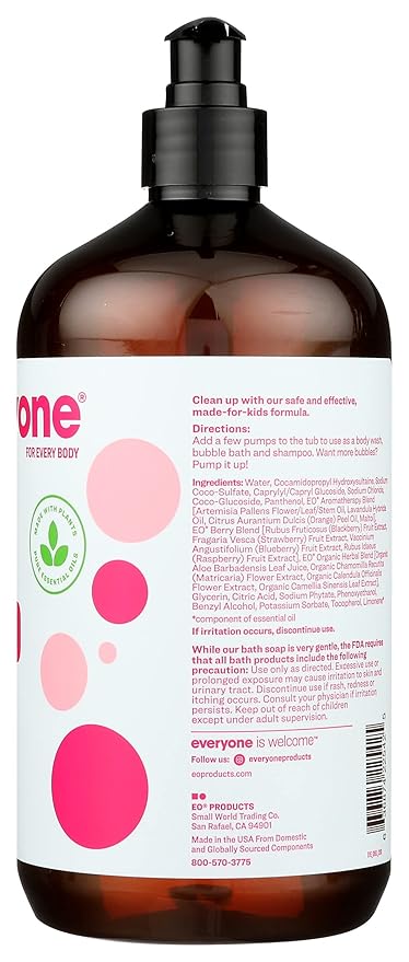 Everyone 3-In-1 Berry Blast Scent Gentle And Hypoallergenic Kids Soap Gluten Free 32 Fluid Ounce (Pack Of 2)