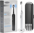 Electric Toothbrush with Pressure Sensor5 Cleaning Modes 2 Minute Timer and QuadPacer 38000 VPM Electric Motor &amp Wireless Charging 4 Brush Heads &amp Travel Case (White)