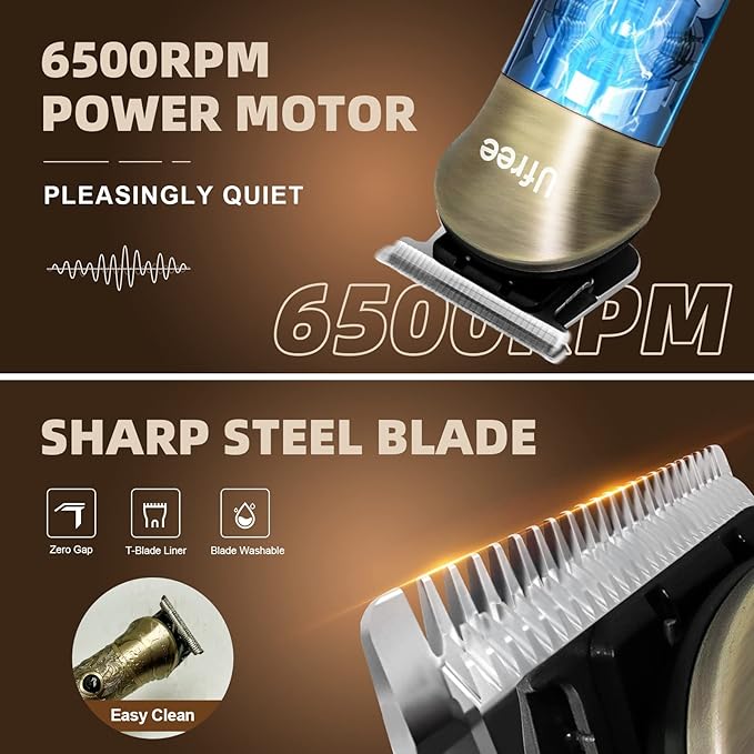 Ufree Beard Trimmer for Men Electric Razor Shaver Cordless Hair Clipper Shaving Kit for Mustache Body Nose Ear Hair Facial Adjustable Beard Grooming Kit Birthday Gifts for Men