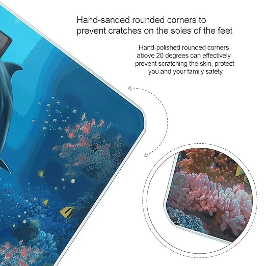 Underwater World Dolphins Coral Scale for Body Weight Anti-Slip Sturdy Tempered Glass Weighing Machine Highly Digital Accurate Bright LCD Bathroom Scale for Household Gift