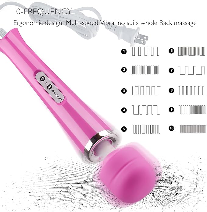 Wired Powerful Handheld Electric Massager Strong Personal Back Massage for Sports Recovery Muscle Aches Body Pain (Rose red)