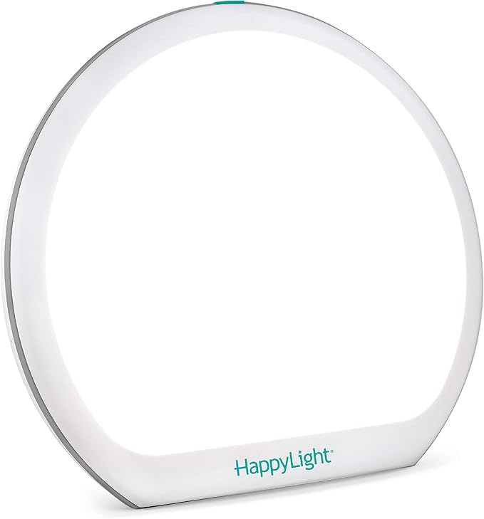 Verilux HappyLight Alba - New Round UV-Free LED Therapy Lamp Bright White Light with 10000 Lux Adjustable Brightness Color and Countdown Timer