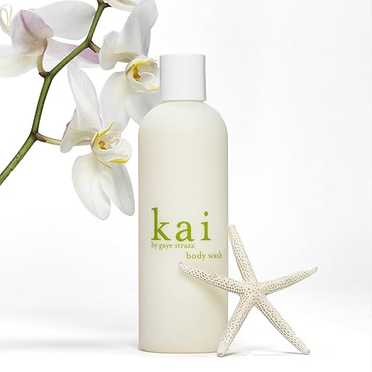 kai Body Wash 8 Fl Oz. foaming body wash with vitamin e extracts of cucumber + comfrey scented with the delicously fresh + clean signature fragrance. vegan cruelty free made in the usa