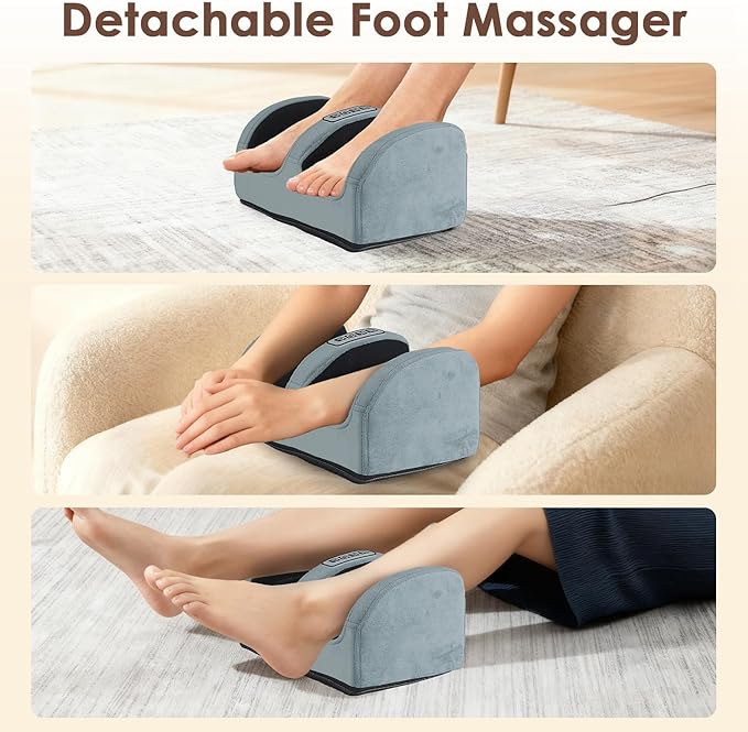 KOCASO Flannel Full Body Massage Mat Multifunctional Massage Chair Pad with Heat Timer Shiatsu Neck Foot Massager Lumbar Pillow Carry Bag Earplugs Anti-Slip Bottom for Reclining Chair