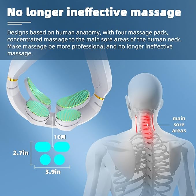 Tianfucen Cordless Neck Massager with Heat3 Model 15 Levels Electric Neck Massager for Pain RelievePortable Massager Neck Relaxer.