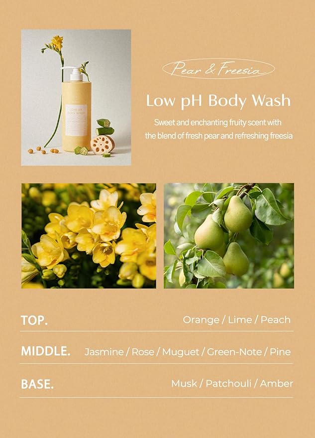 laferme Low pH balanced Gentle Korean Body Wash with Natural &amp Organic Ingredients Hypoallergenic for Sensitive Skin Moisturizing &amp Hydrating for Dry Skin For Women &amp Men 33 Fl Oz Pea