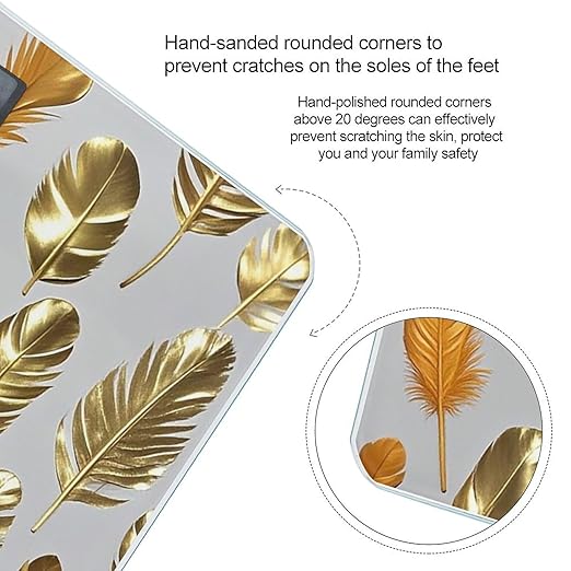 Gold and Orange Feathers Scale for Body Weight Highly Accurate Digital Bathroom Body Scale Digital Bathroom Scales for People Anti-Slip Large LCD Display Smart Scales