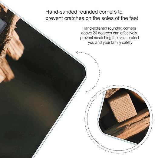 Rustic Wood Bathroom Scale for Body Weight LCD Display Digital Bathroom Scale Tempered Glass Bathroom Weight Scales Fashion Smart Scales for Home Bedroom 400 Lb