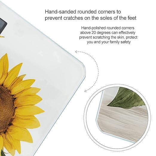 Alluring Sunflowers Summer Digital Bathroom Scale for Body Weight Weighing Scale with Backlit LCD Display High Precision Measurements &amp Measures Weight Up to 180kg