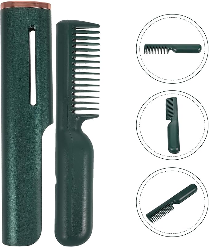 ABOOFAN Temperature Electric Hair Straightener Brush for Thick Hair Protective Heated Styling Comb with Ceramic Plates for Curling and Straightening Portable USB Powered Tool for Travel