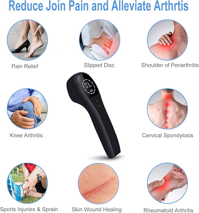 YJT Red Light Therapy Device for Pain Relief Joint and Muscle Pain Reliever Infrared Light with 650nm and 808nm (Two*808nm) (Black)