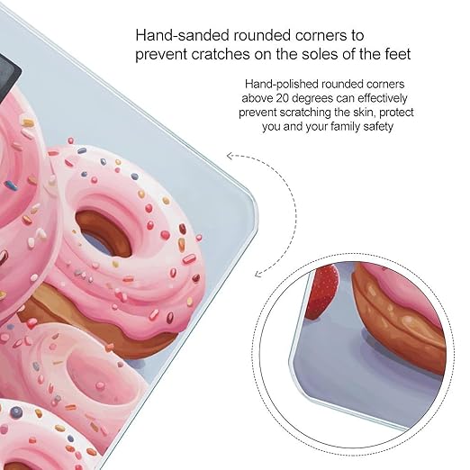 Pink Donut and CupcakeScale for Body Weight with LCD High Precision Weighing Scales Fashion Sturdy Tempered Glass Weight Scales Easy-to-Read Digital Bathroom Scale for Daily 400lb
