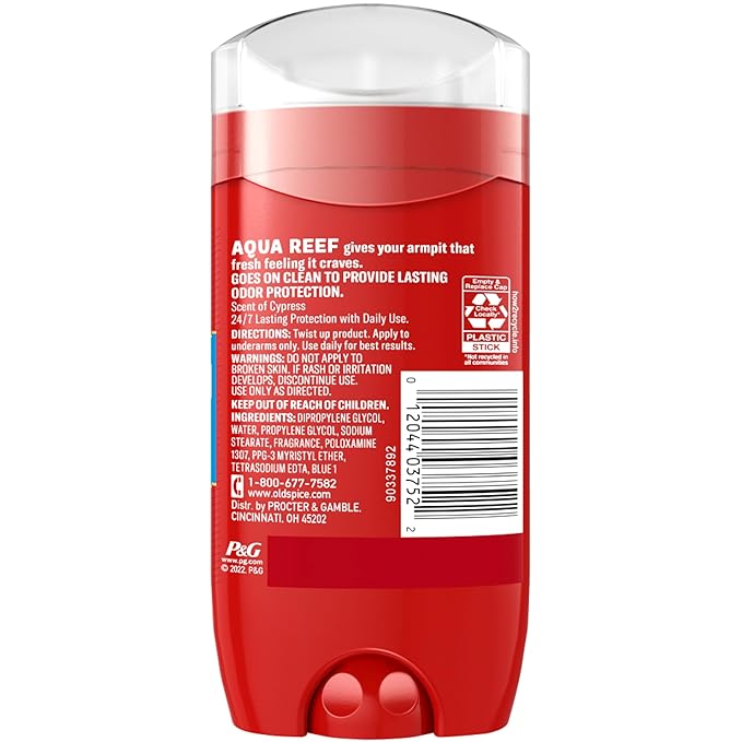 Old Spice Red Zone Deodorant Solid Aqua Reef 3 oz (Pack of 8)