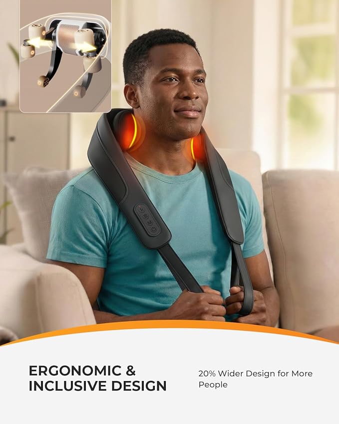 CooCoCo Cordless Neck Massager with Heat[Remote] FSA Eligible Shiatsu Back Massager for Pain Relief Deep Tissue Upgraded Heating HSA Store Approved Neck and Shoulder Massager for Men Women Dad Mom