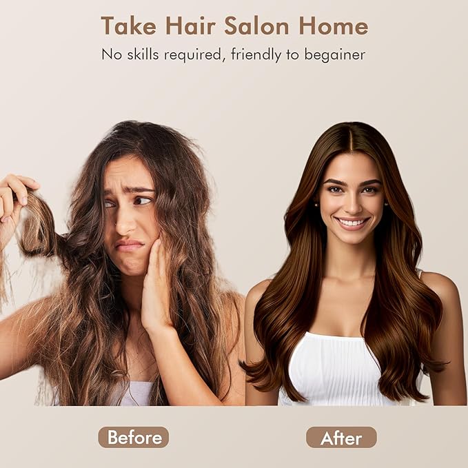2-in-1 Blow Dryer Brush &amp Hair Straightener Ionic &amp Ceramic Thermal Brush with Adjustable Heat &amp Cool Shot 110000 RPM Motor High-Speed Motor for Frizz-Free Smooth &amp Voluminous Hair