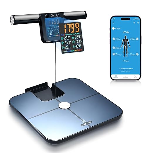 EILISON Smart Scale for Body Weight: 8-Electrode Precision Digital Bathroom Scale for Fat BMI 32 Muscle Body Composition Analyzer Highly Accurate Weighing Machine 400lbs (8 Electrode Grey Handle)