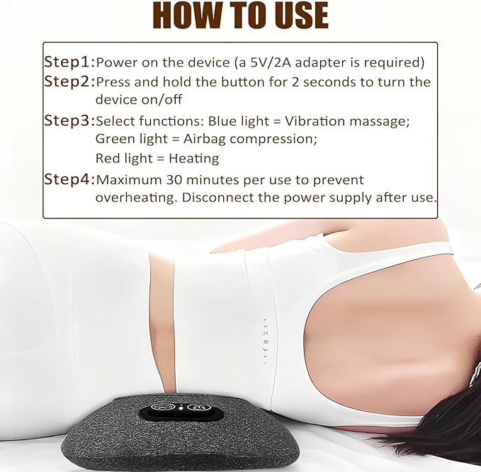 Smooth Spine Triple Fusion Back Massager 3-in-1 Electric Lumbar Support Pillow Heat Vibration Massage Lower Back Spine Decompression Device with Traction for Neck and Shoulder and Backs (Dark Gray)