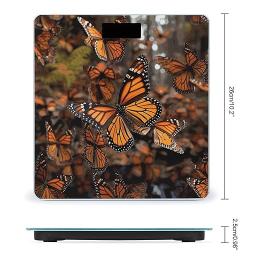 Monarch Butterflies Bathroom Scale for Body Weight Bathroom Weighing Scale with Backlit LCD Display Highly Accurate Measures Weight Up to 180kg