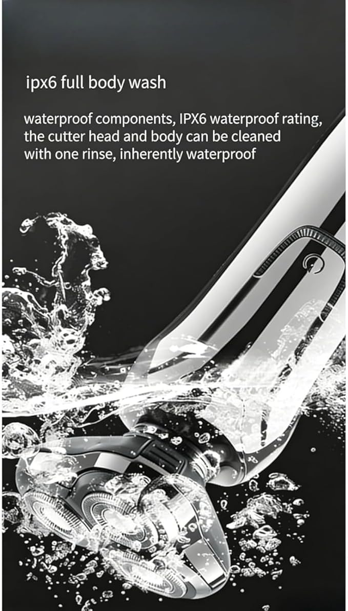 Sekoda Electric Shaver for Men Waterproof Rotary Beard Trimmer with Rechargeable Floating Heads &amp LED Display Wet/Dry Cordless (White)