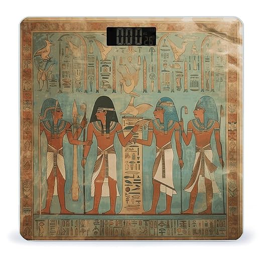 Women in Ancient Egypt Bathroom Scale Automatic Power On/Off Body Scales LCD Backlight Display Square Digital Scale Rounded Corners Bathroom Scales for Home Bedrooms