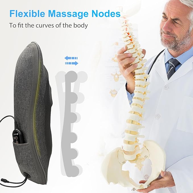 CooCoCo 14×19 Shiatsu Back Massager with Heat Birthday Gifts for Dad Mom Women Men Husband Portable Massage Chair Pad Kneading Massage Tools for Pain Relief Chair Massager for Office Home