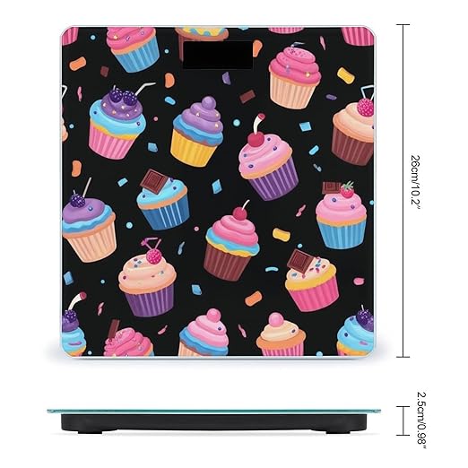 Energy Saving Scale Bathroom Weighing Scale Smart Scale for Body Weight Digital Space Galaxy Ice Cream Cake Black
