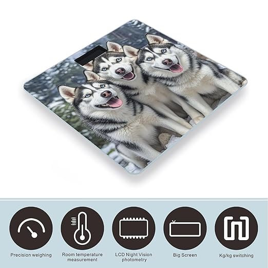 Three Cute Dogs Weight Scale Highly Accurate Digital Weighing Scale with Large LCD Display Smart Bathroom Scales for Home Bedrooms and Gift Giving