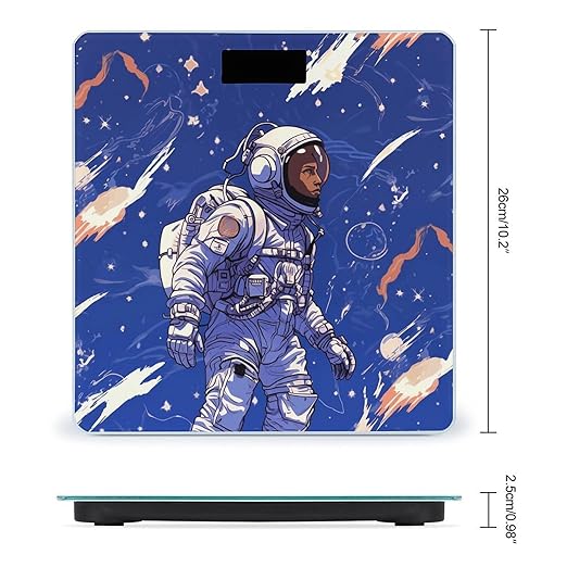 Black Astronaut on Blue Scale for Body Weight Precision Bathroom Weighing Scales with Back Lit LCD Display Sturdy Tempered Glass Body Weight Scales Digital Bathroom Scale 400lb